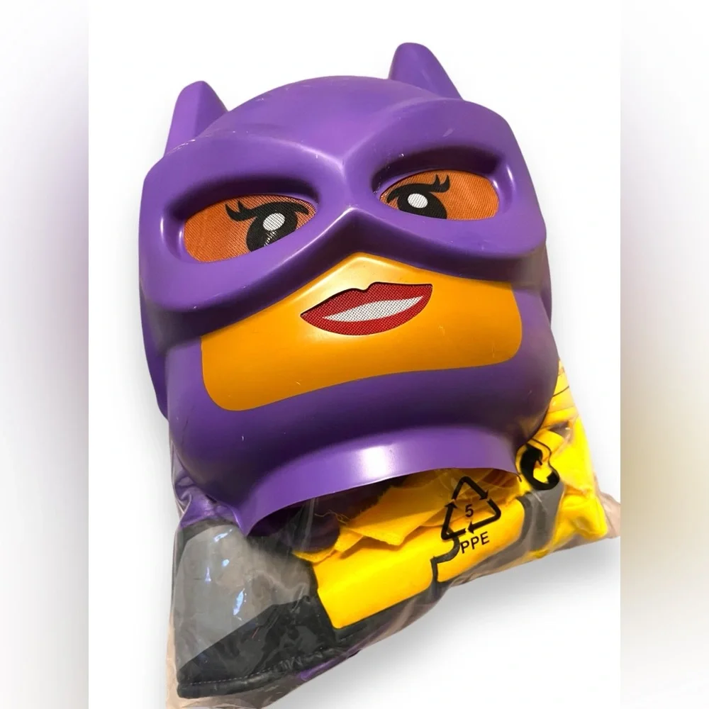 Lego Batgirl Costume Girls 4-6 Mask Accessories Bodysuit Undergarment Purple